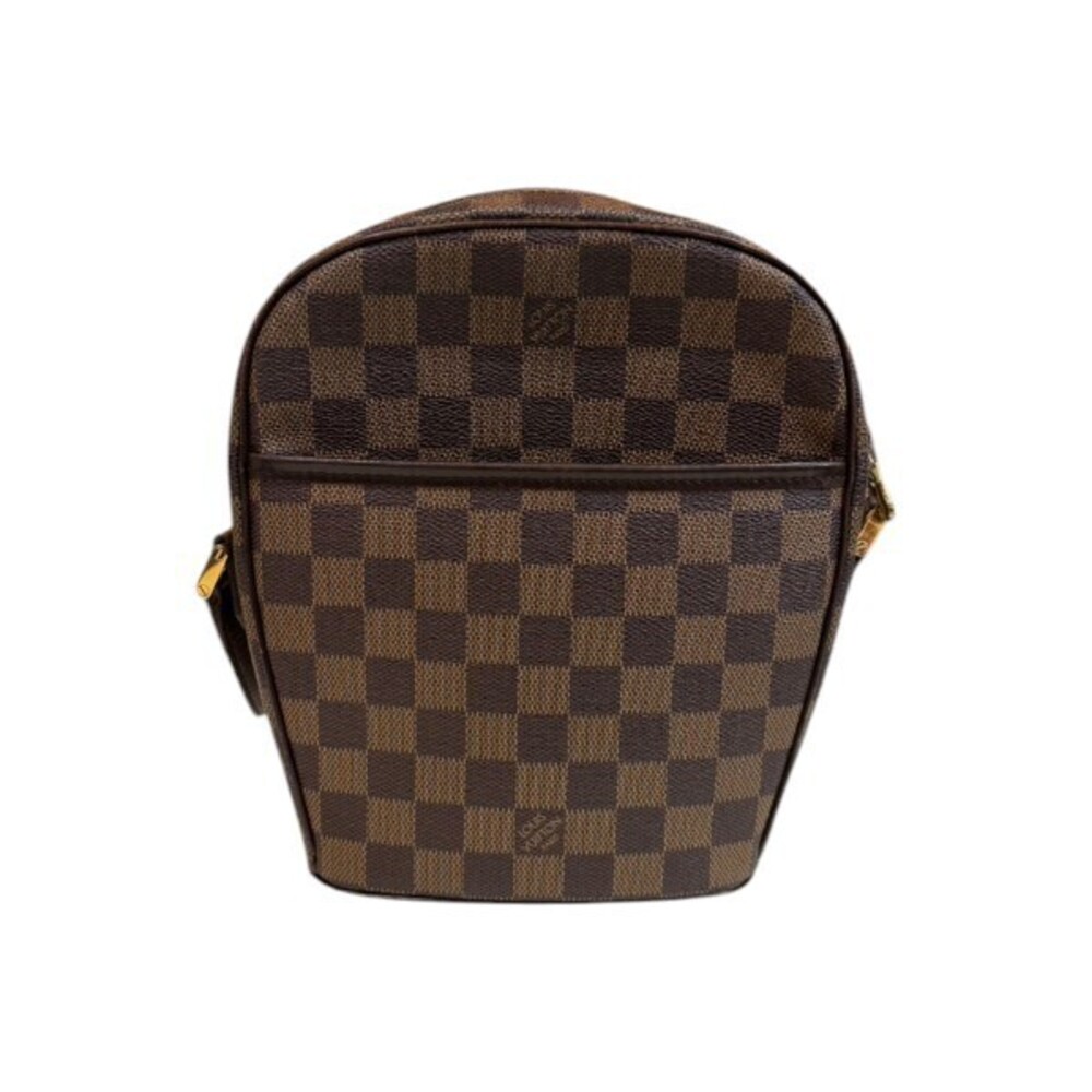Louis Vuitton Ipanema Damier Shoulder Bag Canvas Leather Black Brown